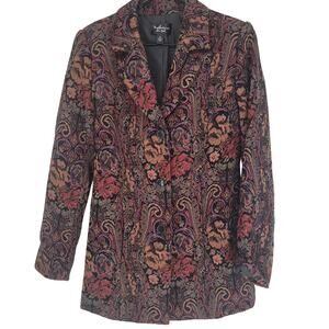 Katherine New York Womens Sz M Vintage 1990s Blazer Tapestry Style Floral